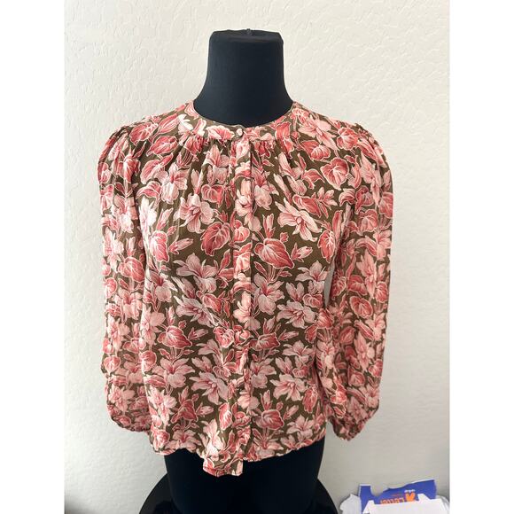 VERONICA BEARD | Ashlynn Blouse Silk Floral Print Top Long Sleeve | Size 8 - Picture 2 of 7